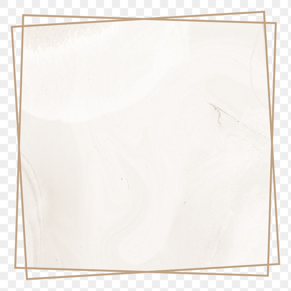 Png rectangular frame beige watercolour marble design, transparent background