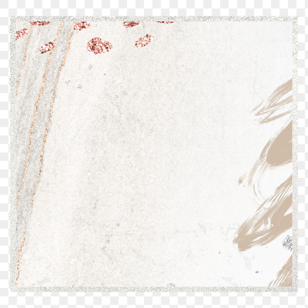 Png rectangular frame beige Memphis, brush stroke, transparent background