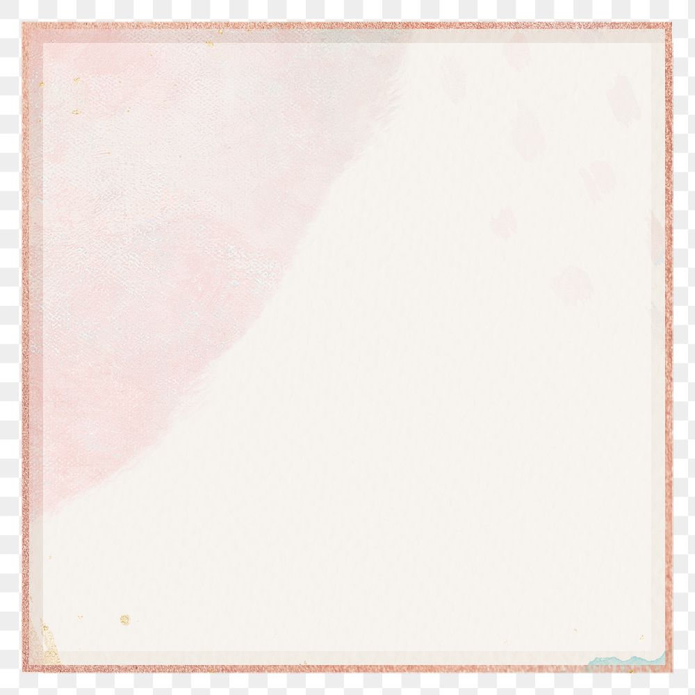 Png square frame pastel marble watercolor, rose gold, transparent background