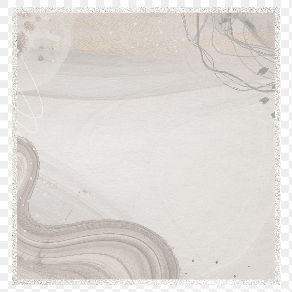 Png square frame brown Memphis, elegant brush stroke, transparent background