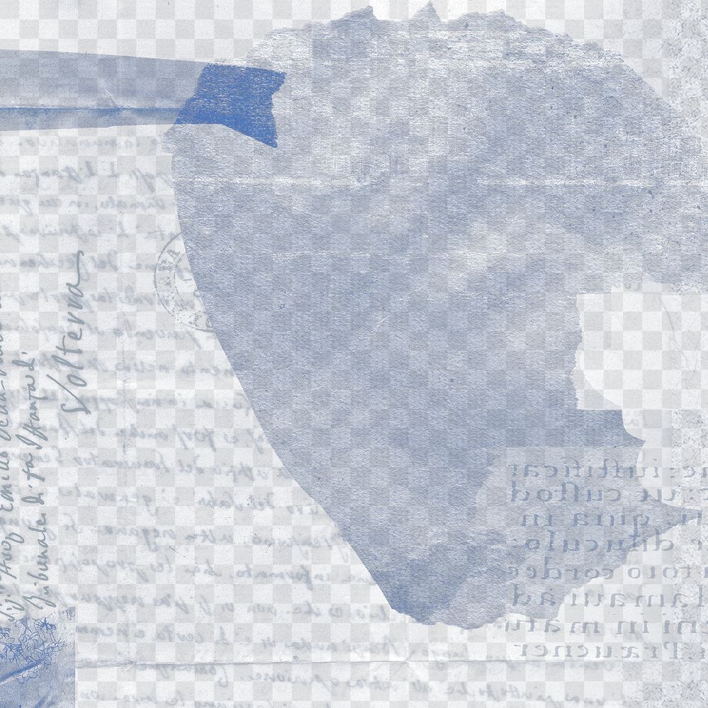Png vintage blue letter overlay,  transparent background