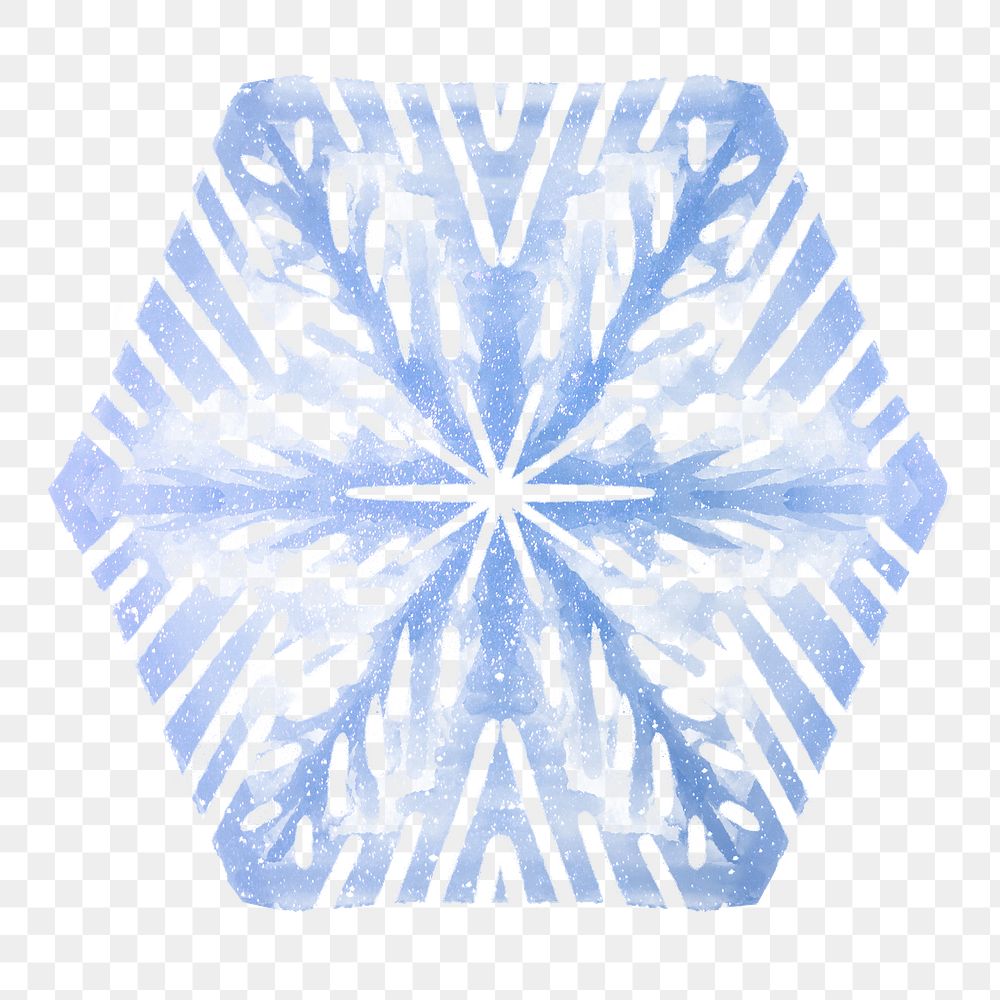 Aesthetic snowflake png sticker, watercolor design in transparent background