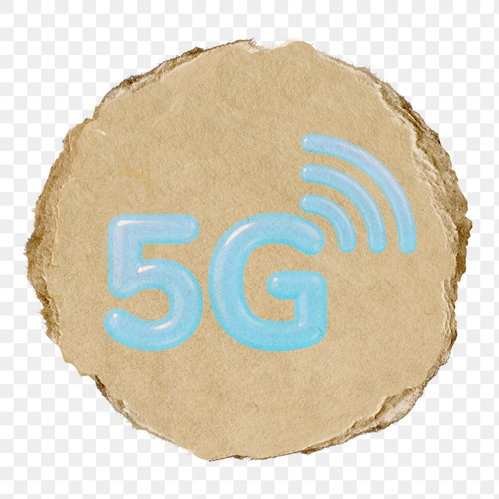 5G network  png sticker,  3D ripped paper, transparent background