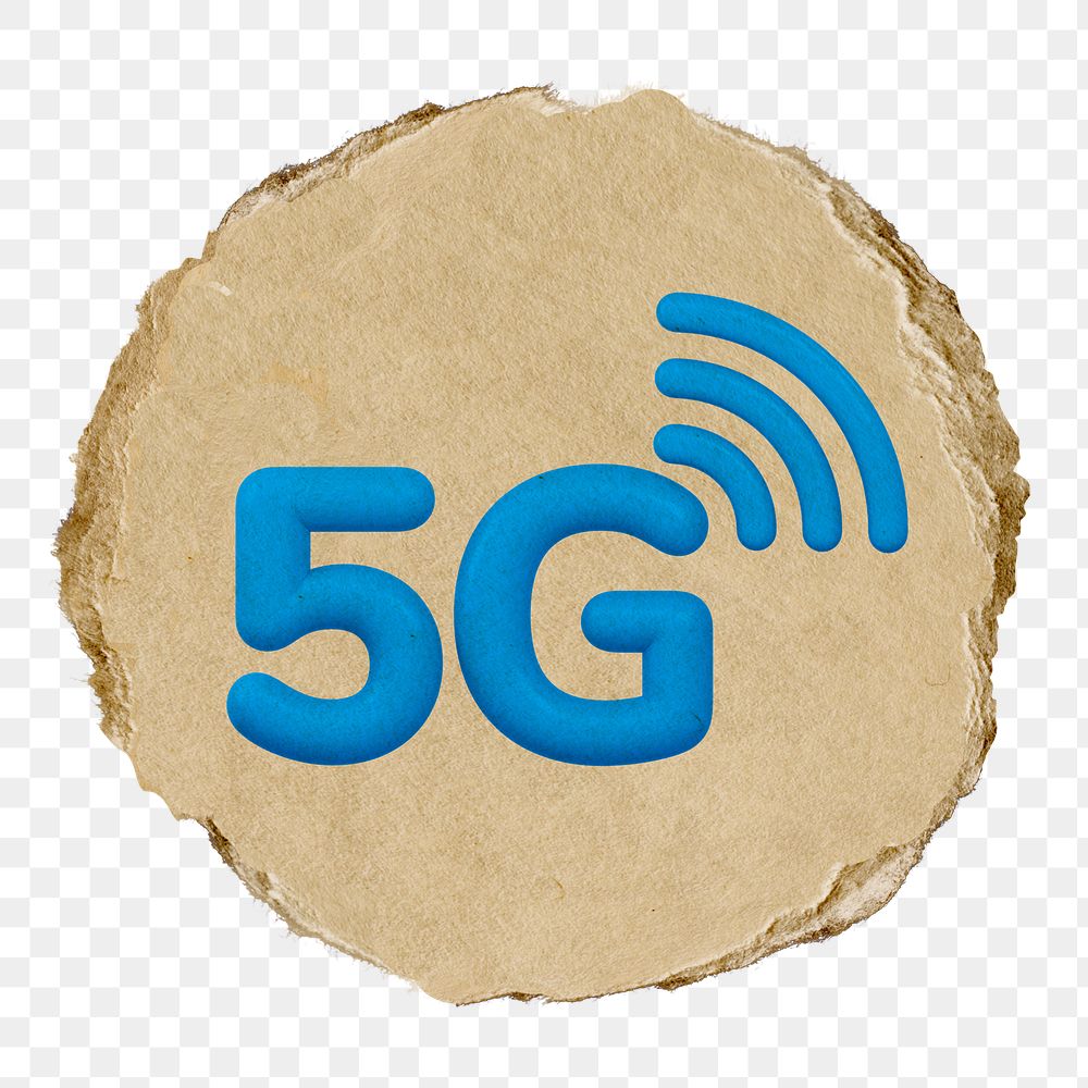 5G network  png sticker,  3D ripped paper, transparent background