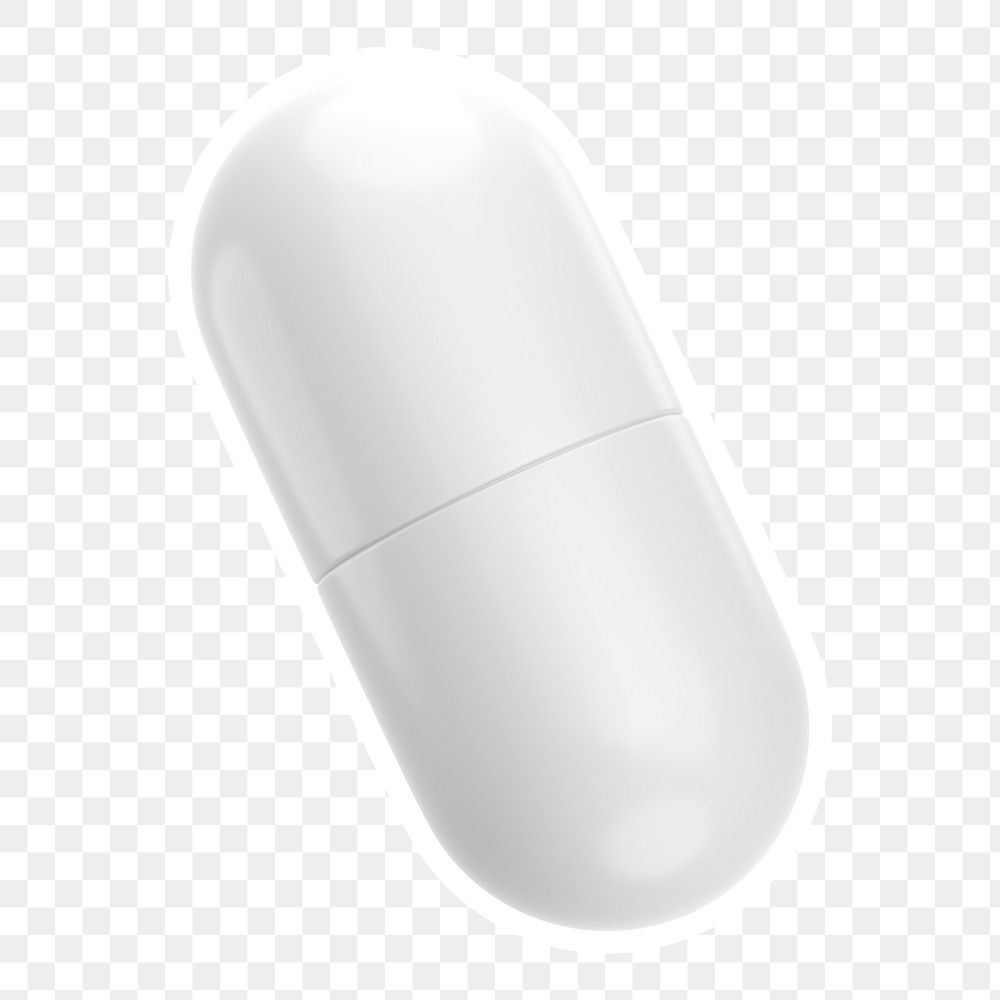 White capsule  png sticker, transparent background