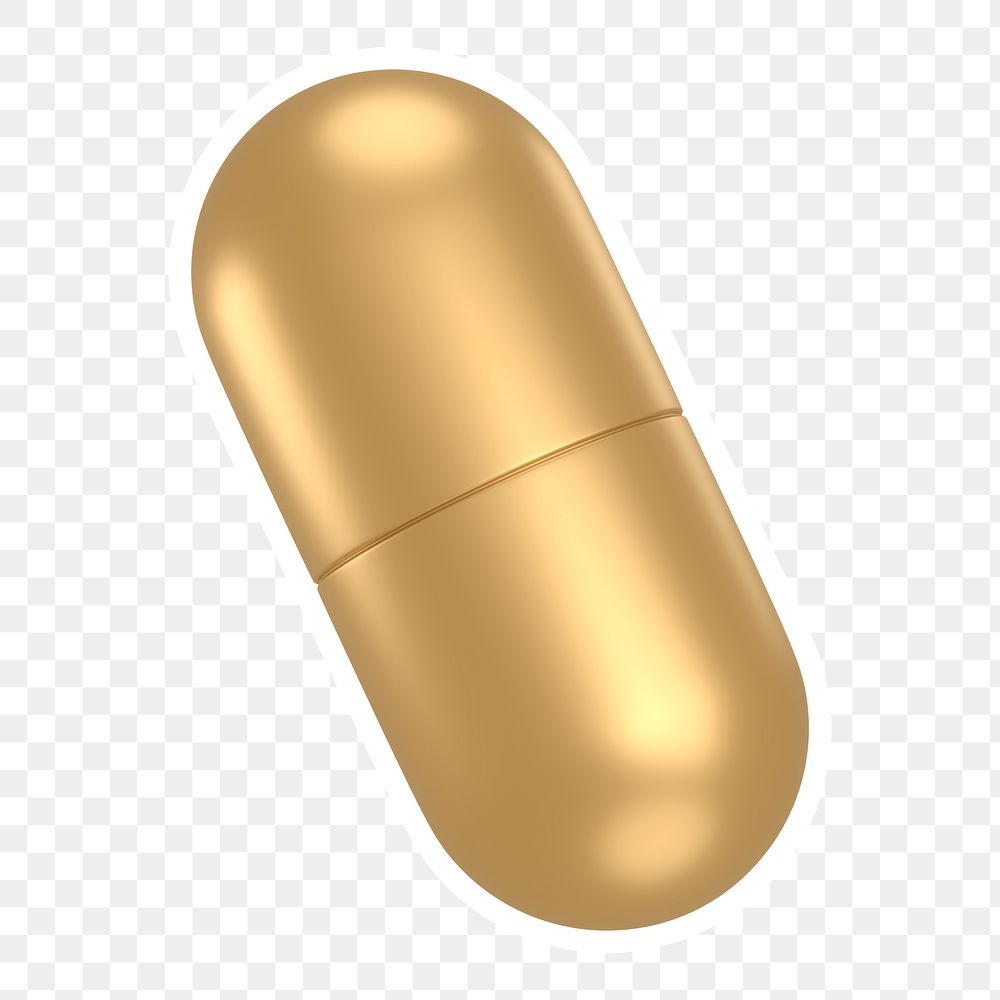 Gold capsule  png sticker, transparent background