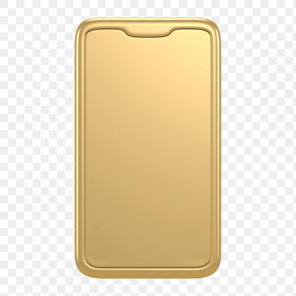 Smartphone icon  png sticker, 3D gold design, transparent background