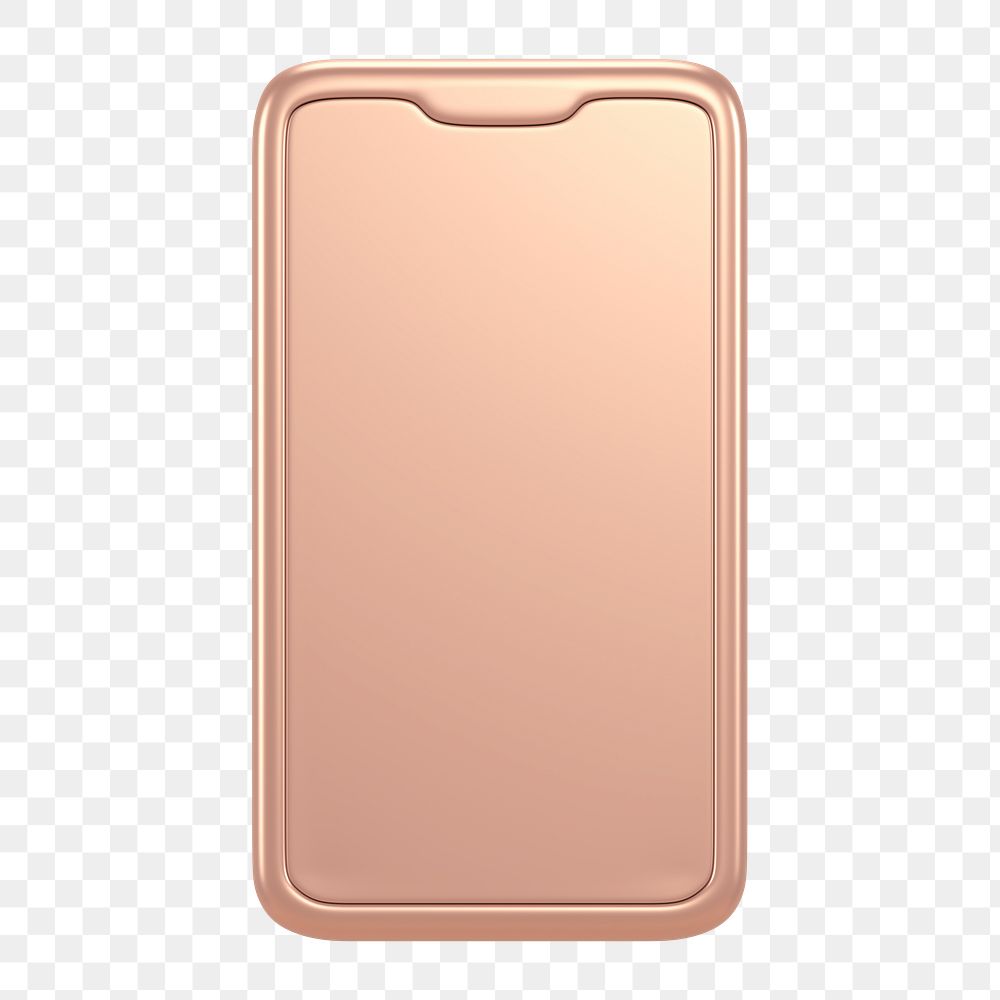 Smartphone icon  png sticker, 3D rose gold design, transparent background