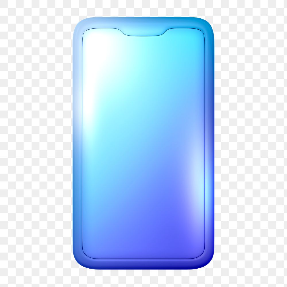Smartphone icon  png sticker, 3D neon glow, transparent background