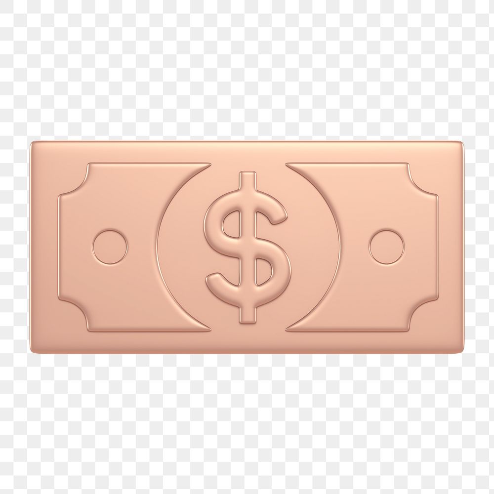 Money icon  png sticker, 3D rose gold design, transparent background
