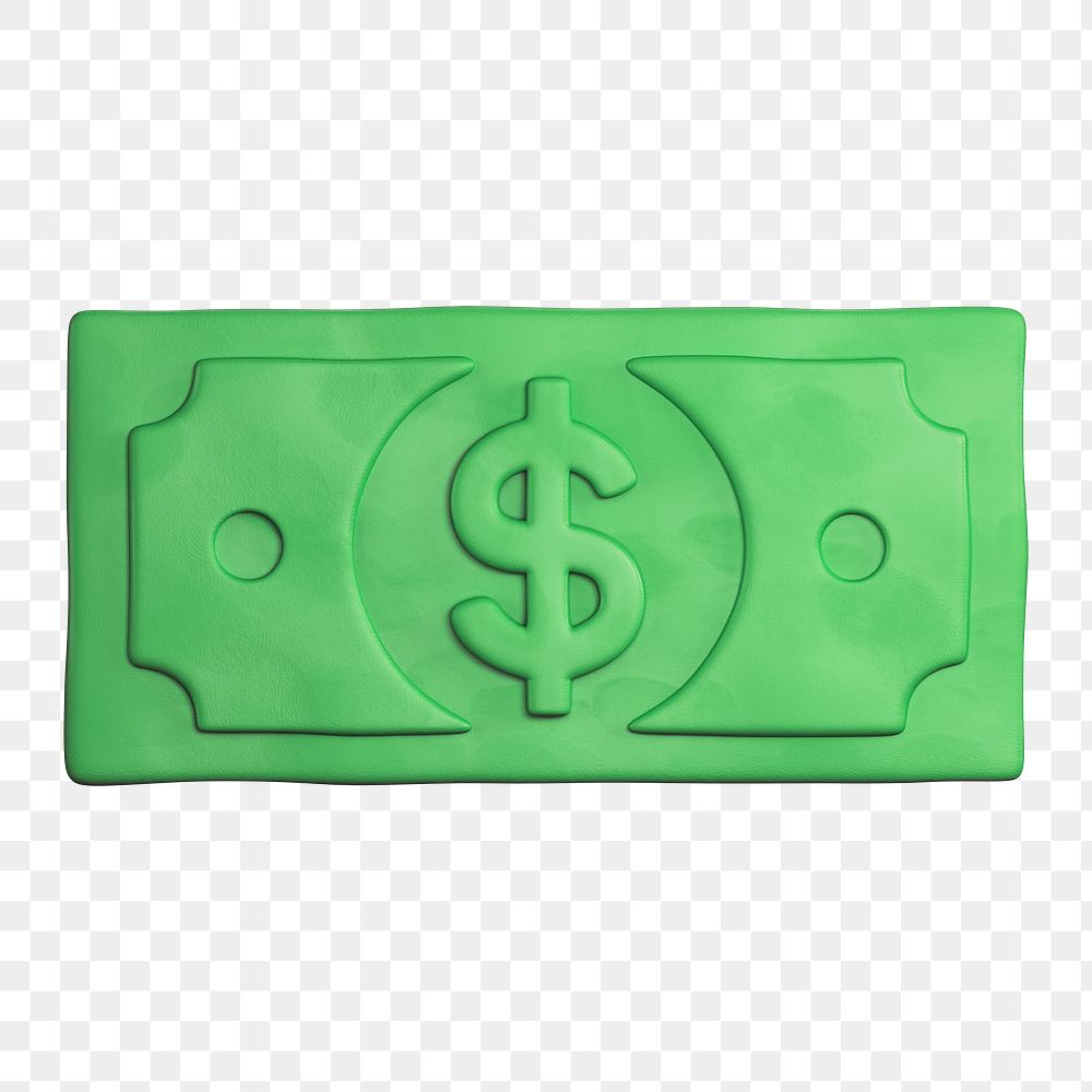 Money icon  png sticker, 3D clay texture design, transparent background