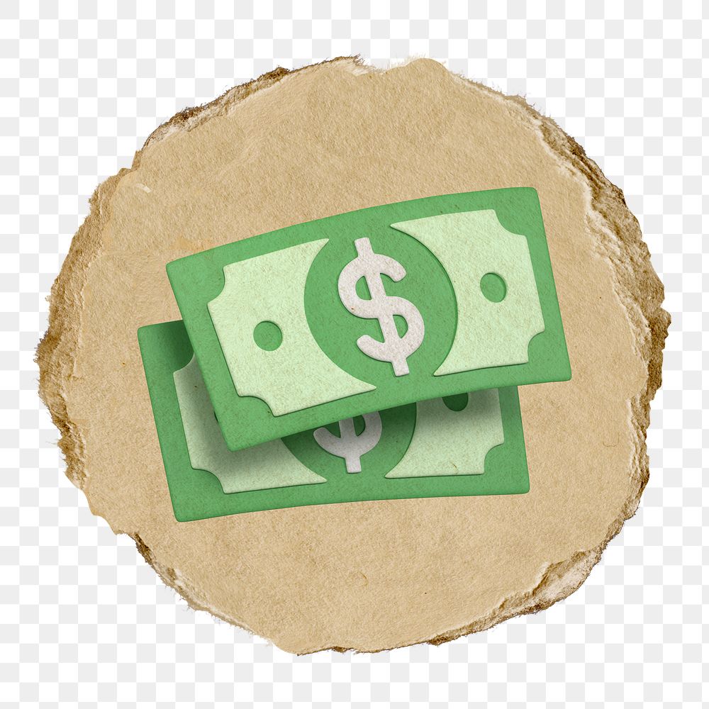 Dollar bills, money  png sticker,  3D ripped paper, transparent background