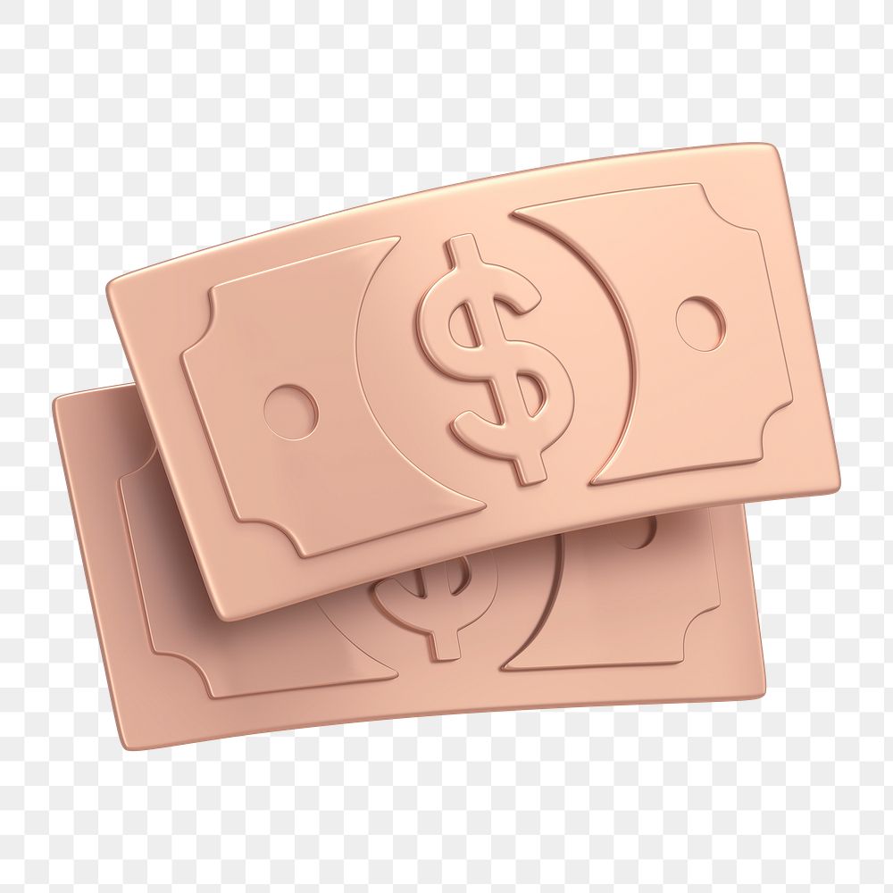 Money icon  png sticker, 3D rose gold design, transparent background