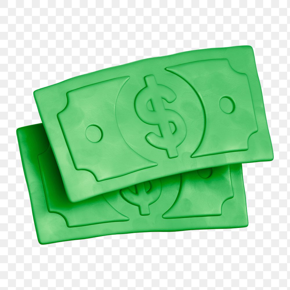 Money icon  png sticker, 3D clay texture design, transparent background