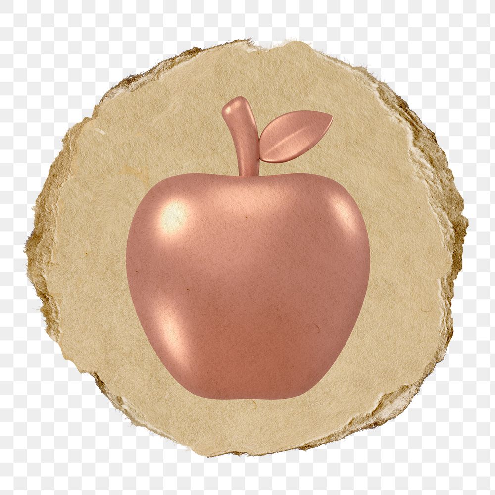 Pink apple  png sticker,  3D ripped paper, transparent background