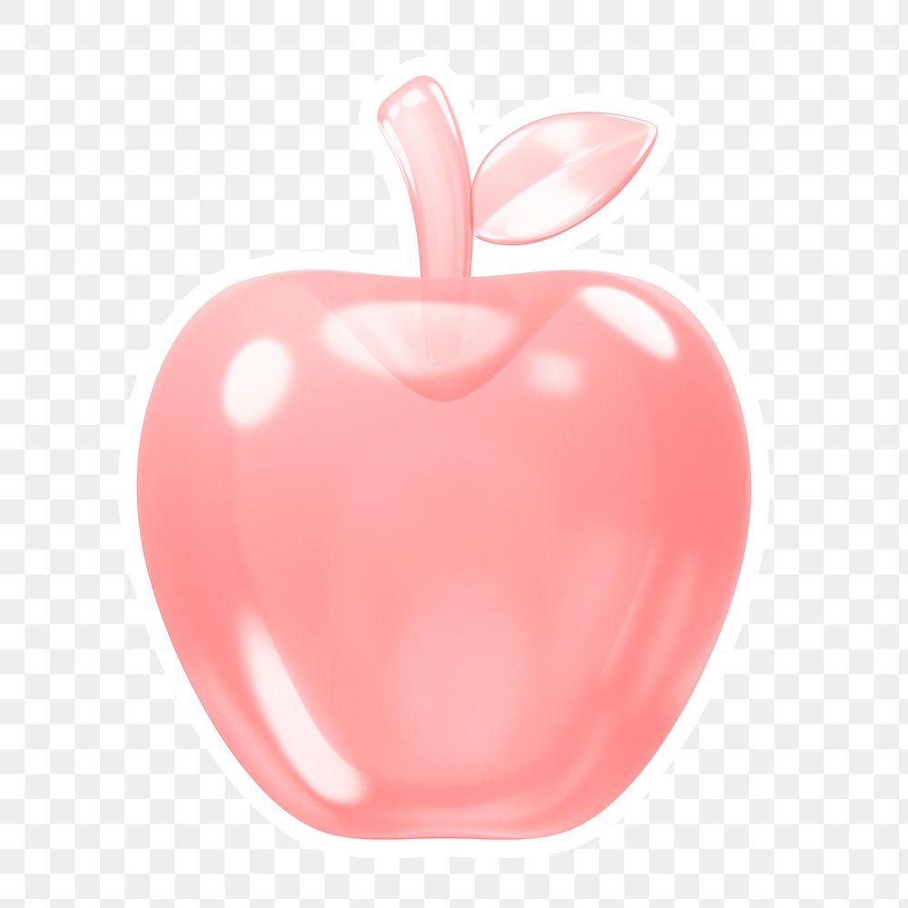 Pink apple  png sticker, transparent background