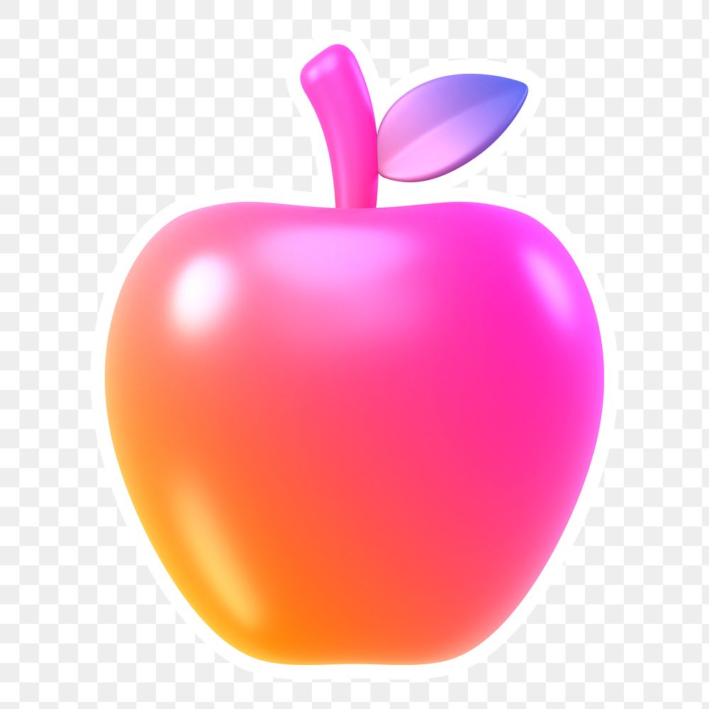 Pink apple  png sticker, transparent background