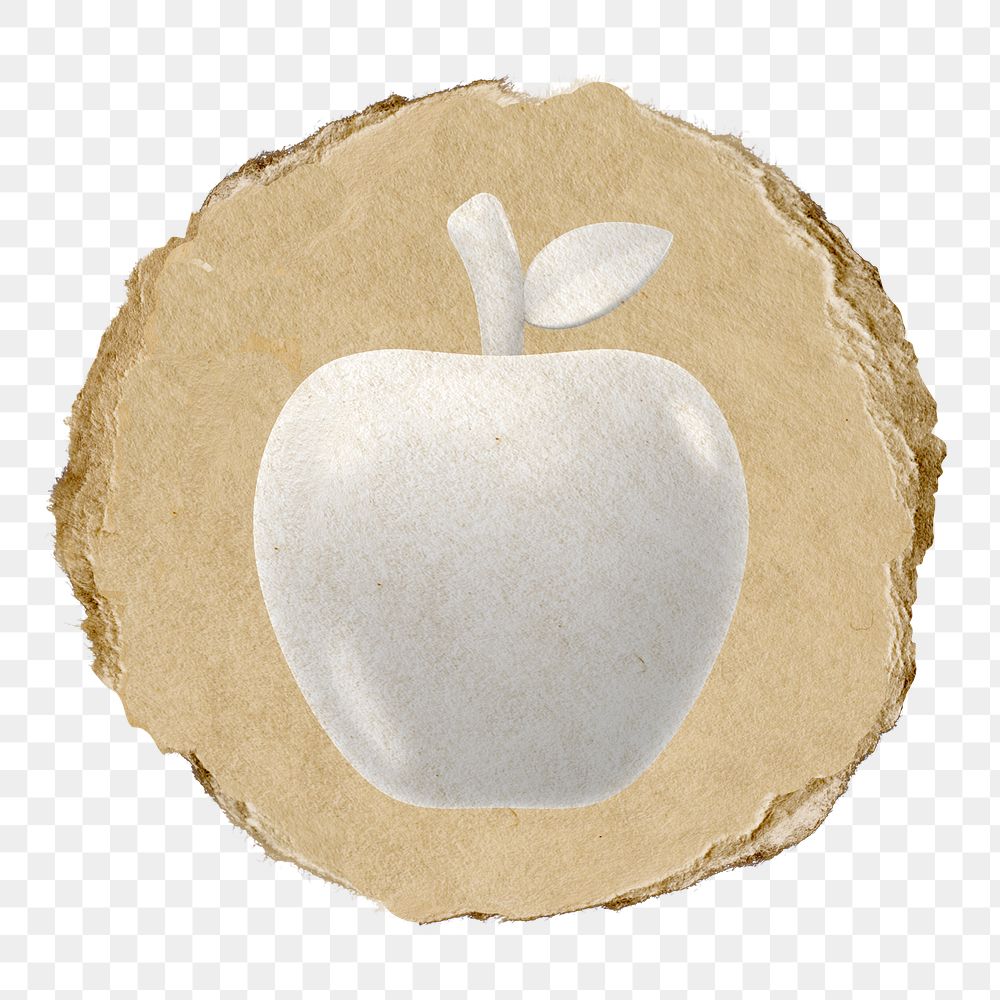Apple   png sticker,  3D ripped paper, transparent background