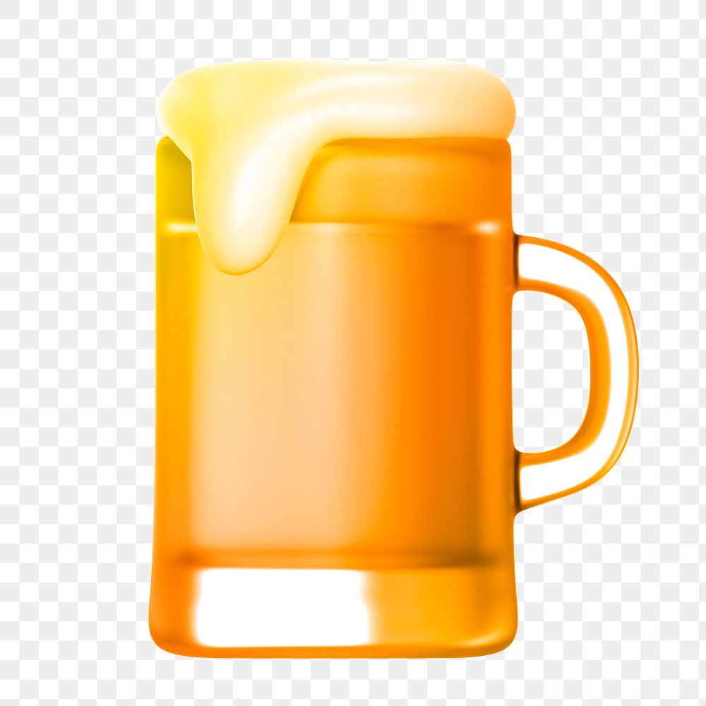 Beer glass icon  png sticker, 3D gradient design, transparent background