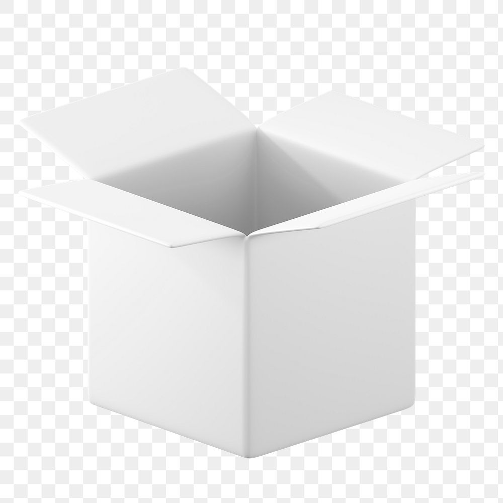 Open box icon  png sticker, 3D minimal illustration, transparent background