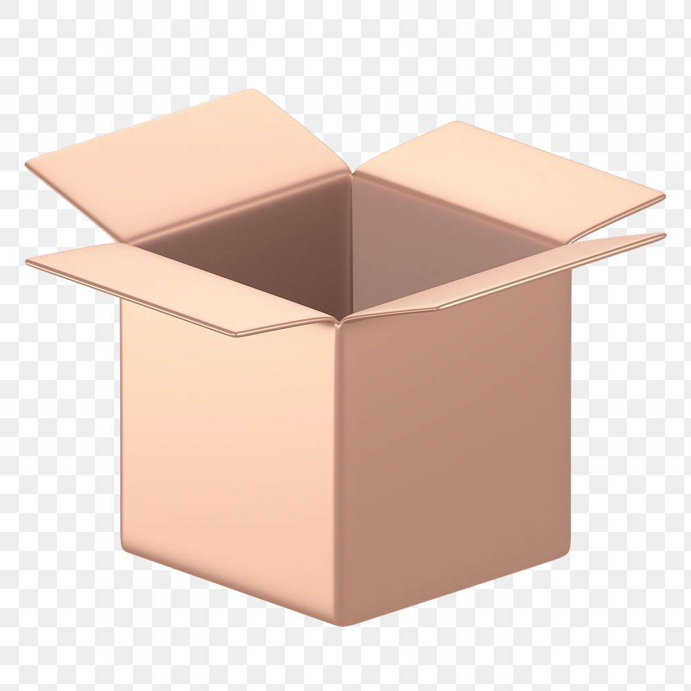 Open box icon  png sticker, 3D rose gold design, transparent background