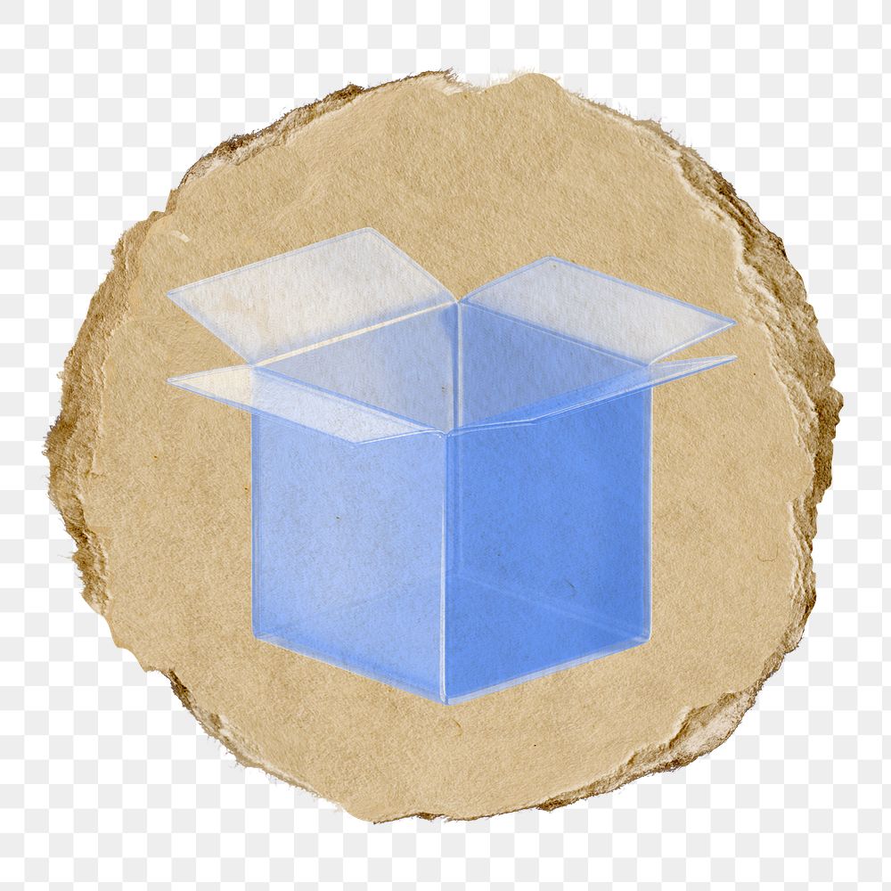 Open box  png sticker,  3D ripped paper, transparent background