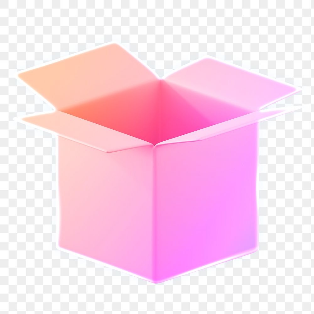 Open box icon  png sticker, 3D neon glow, transparent background