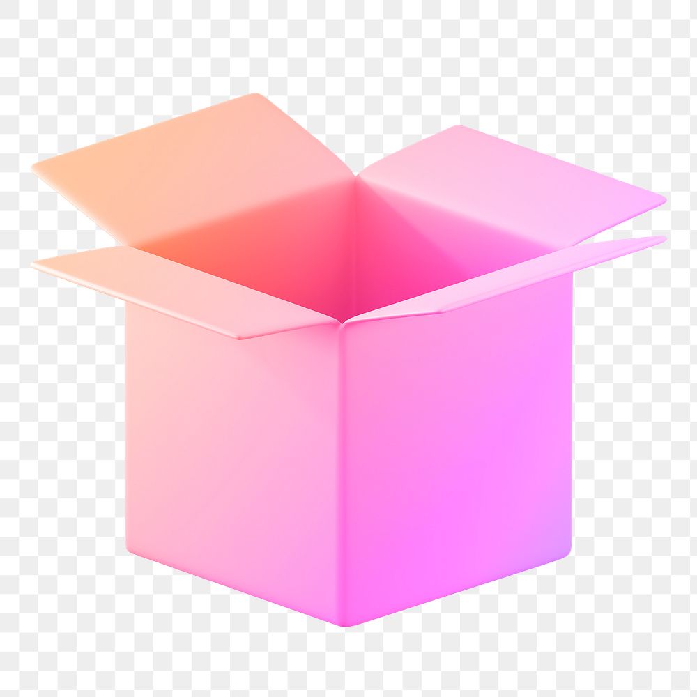 Open box icon  png sticker, 3D gradient design, transparent background