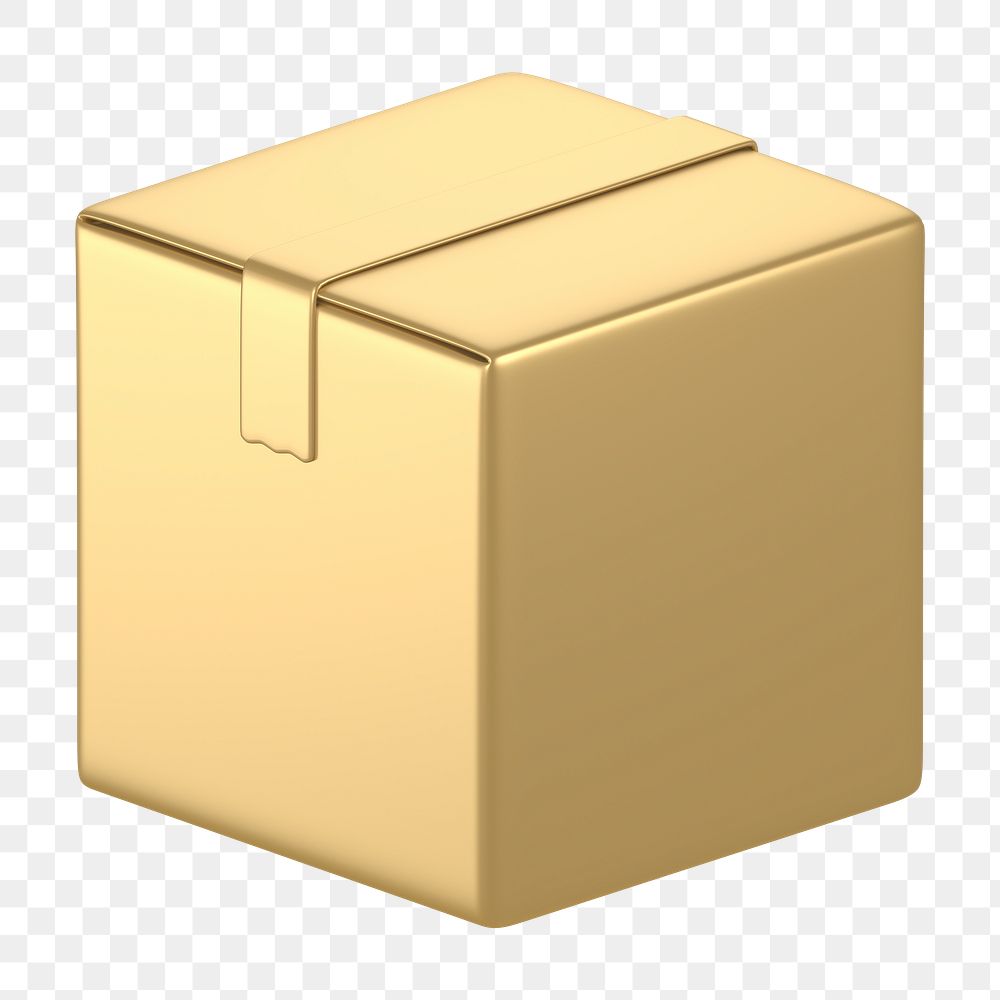 Seal box icon  png sticker, 3D gold design, transparent background