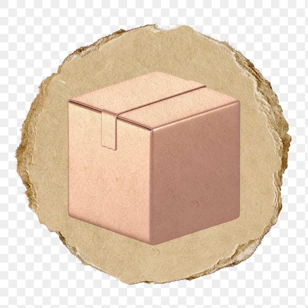 Seal box  png sticker,  3D ripped paper, transparent background