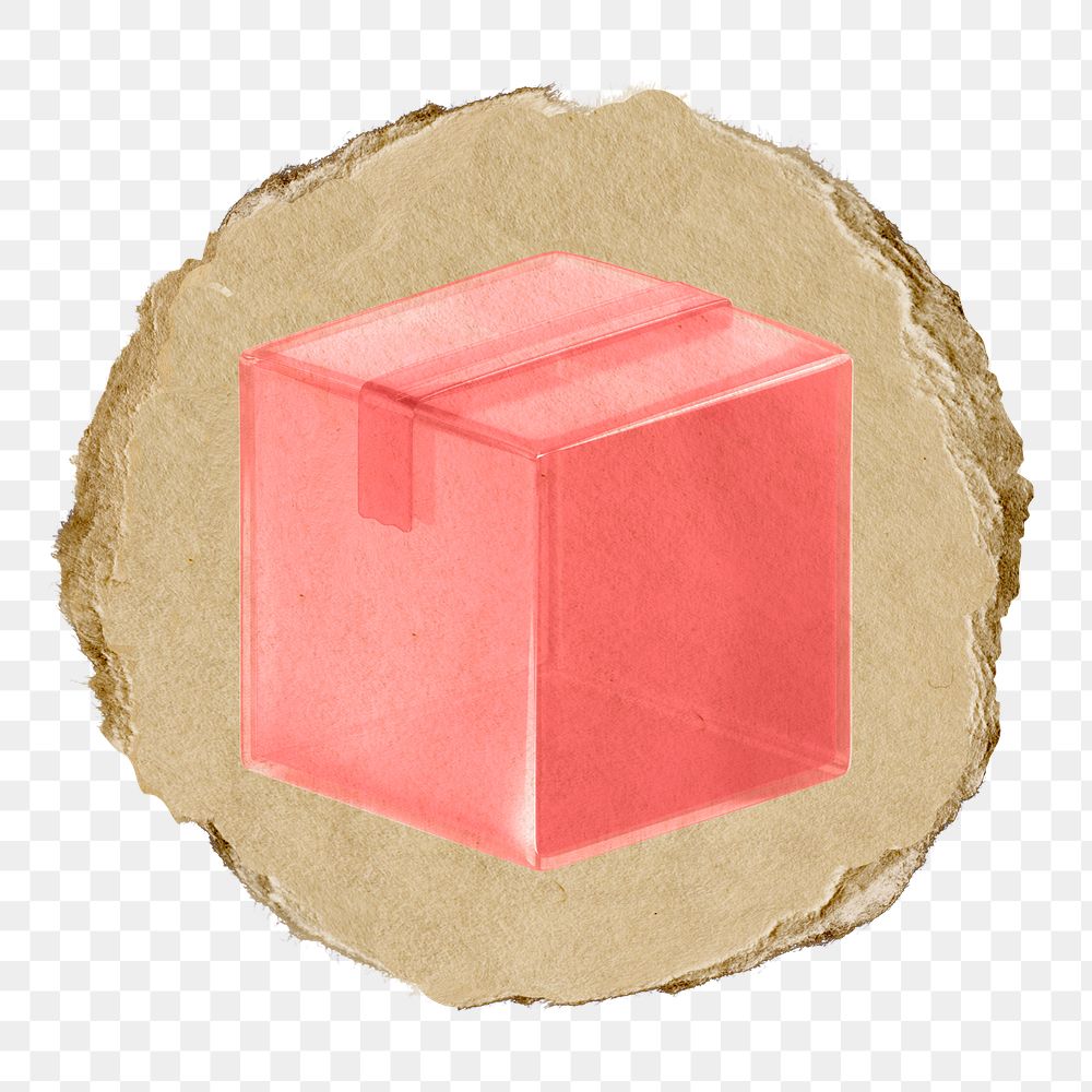 Seal box  png sticker,  3D ripped paper, transparent background