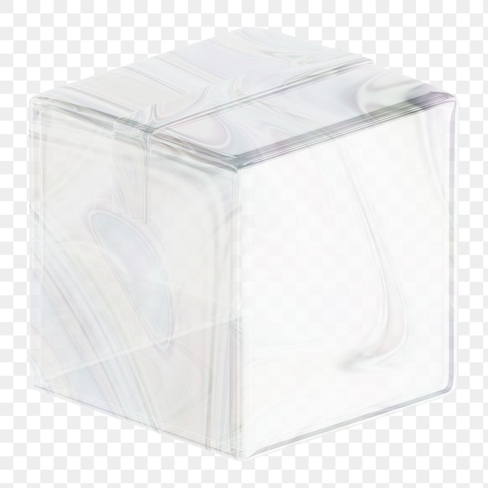 Seal box icon  png sticker, 3D crystal glass, transparent background