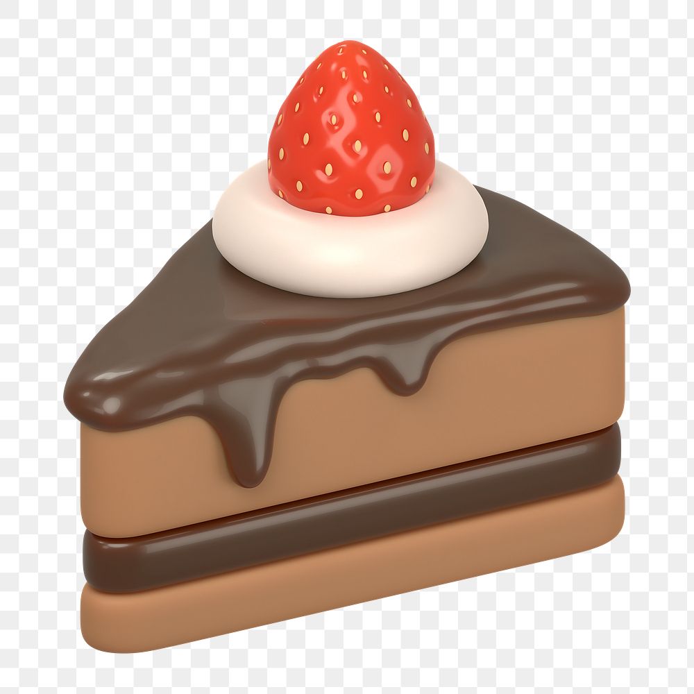 Chocolate cake  png sticker, 3D rendering illustration, transparent background
