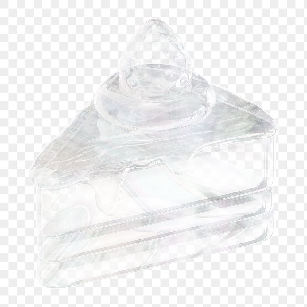 Cake   png sticker, 3D crystal glass, transparent background