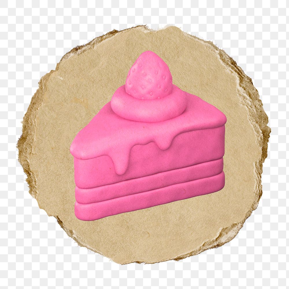Pink cake  png sticker,  3D ripped paper, transparent background