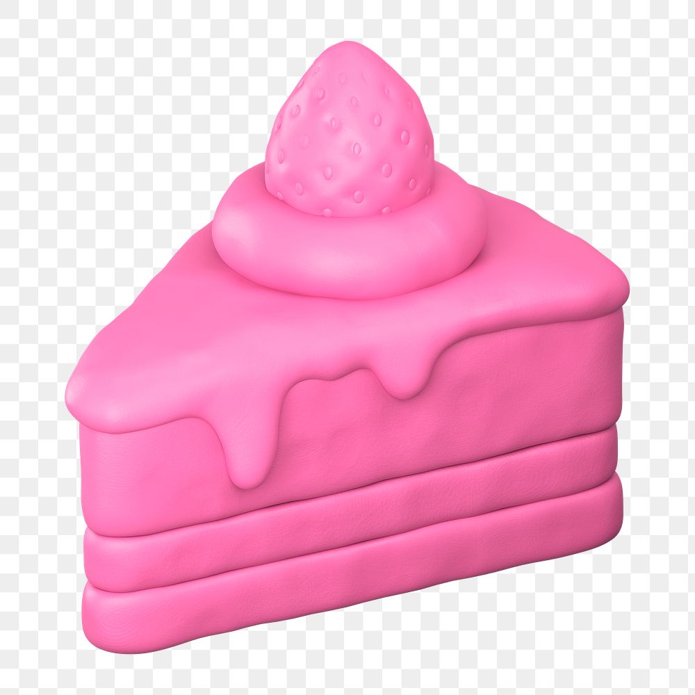 Pink cake  png sticker, 3D clay texture design, transparent background