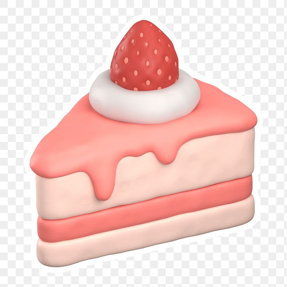 Strawberry cake  png sticker, transparent background