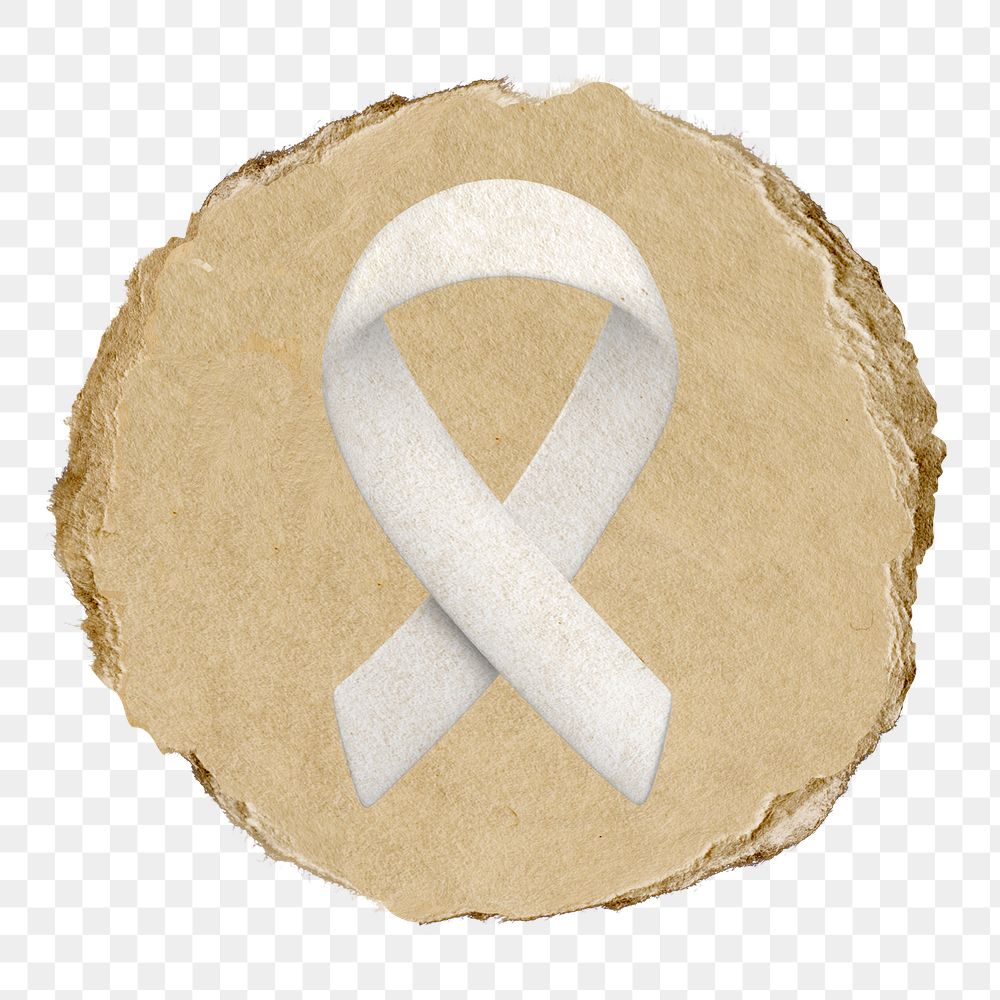 Awareness ribbon  png sticker,  3D ripped paper, transparent background