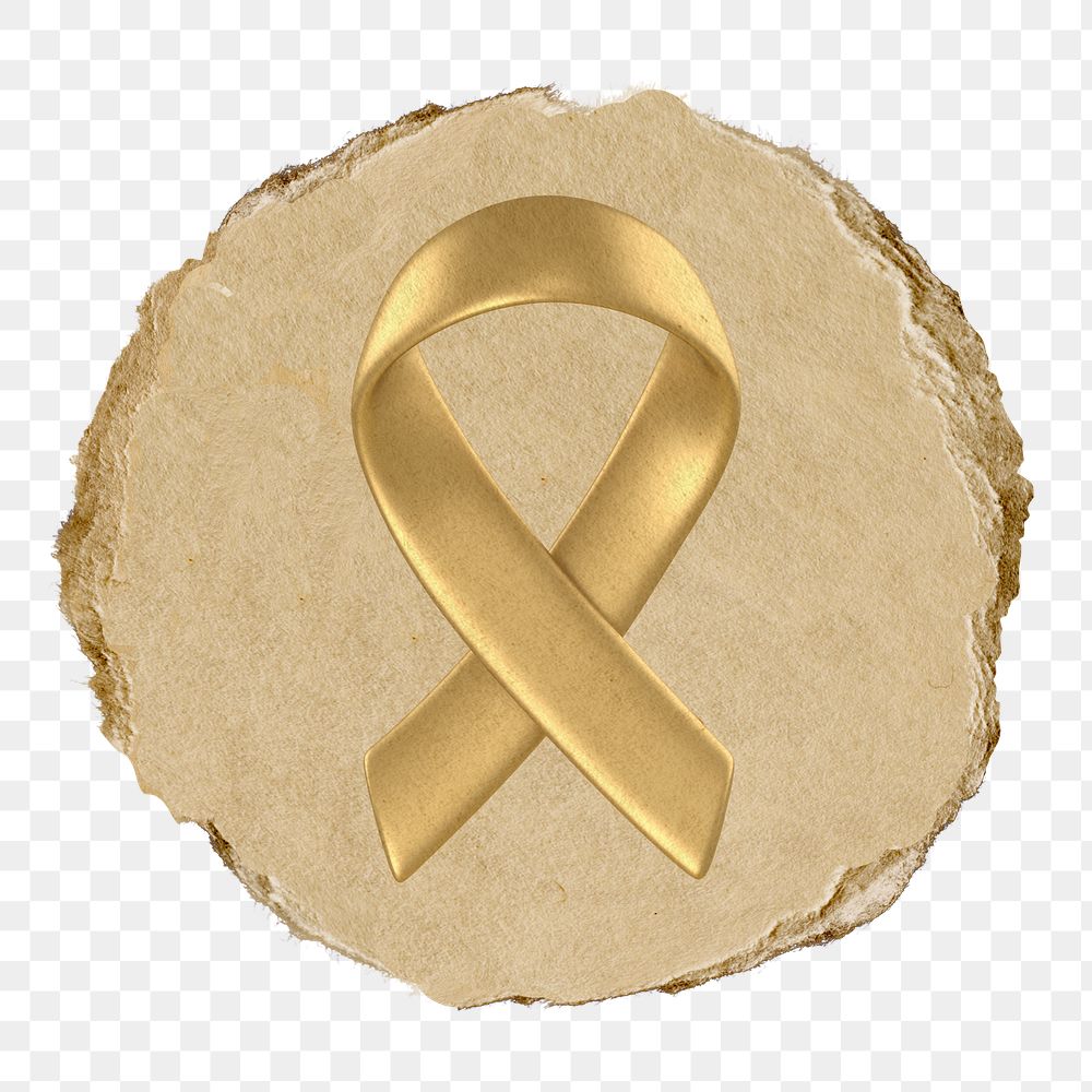 Awareness ribbon  png sticker,  3D ripped paper, transparent background