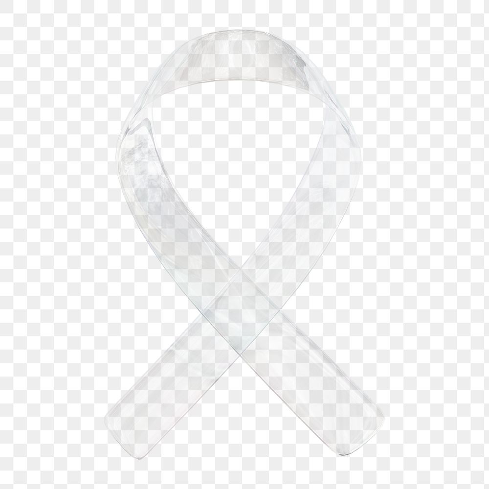 Ribbon icon  png sticker, 3D crystal glass, transparent background