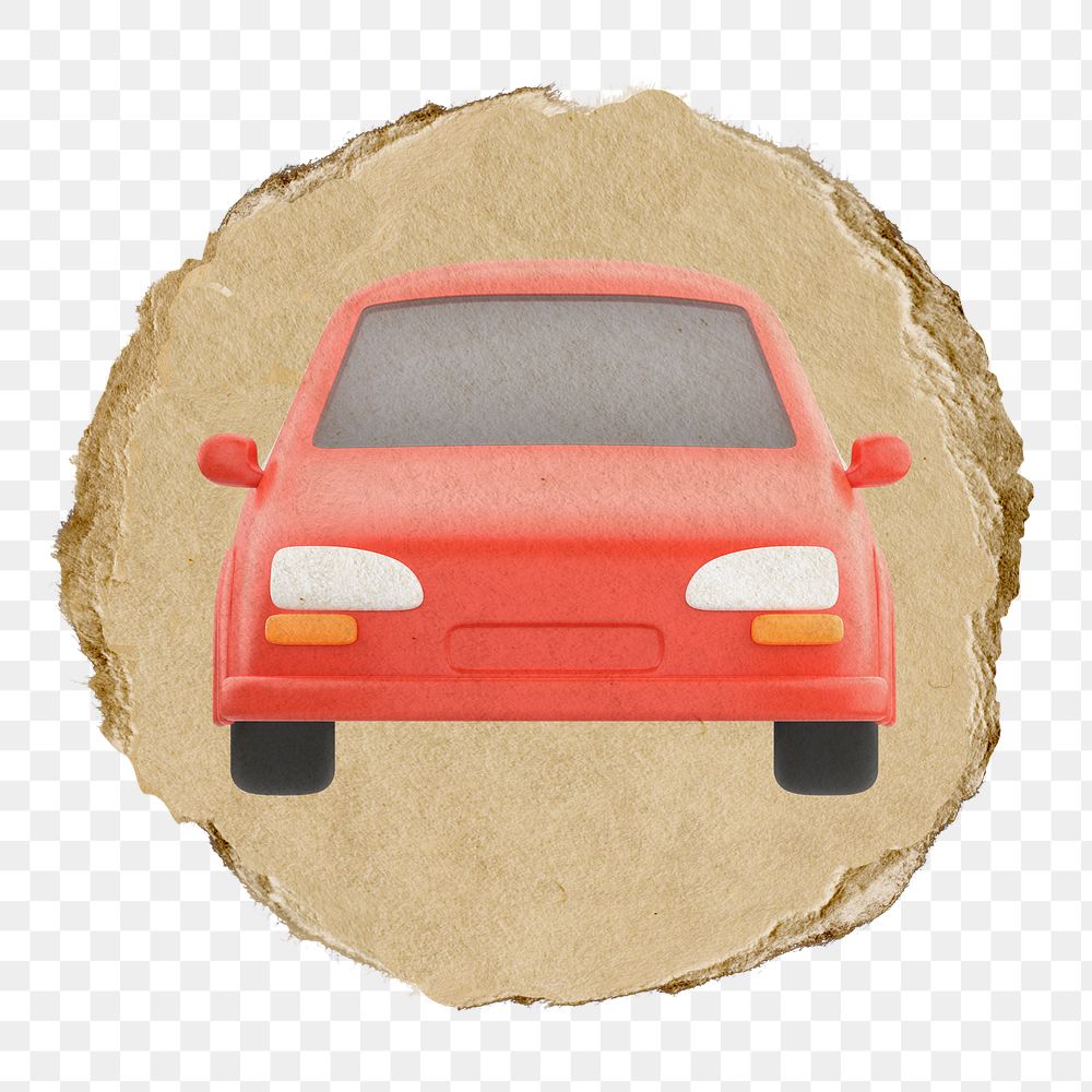 Car, vehicle  png sticker,  3D ripped paper, transparent background