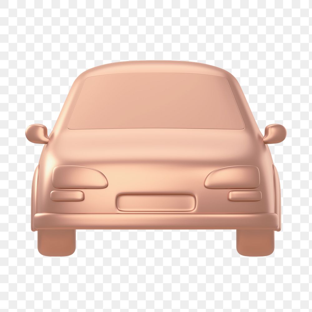 Car icon  png sticker, 3D rose gold design, transparent background