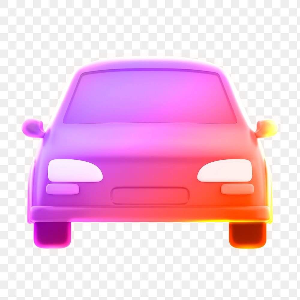 Car icon  png sticker, 3D neon glow, transparent background