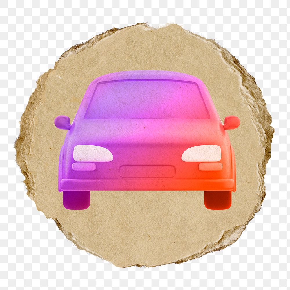 Car, vehicle  png sticker,  3D ripped paper, transparent background