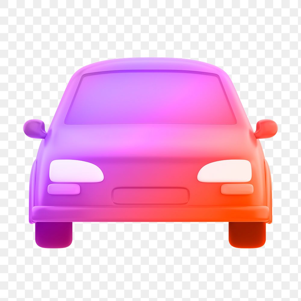 Car icon  png sticker, 3D gradient design, transparent background