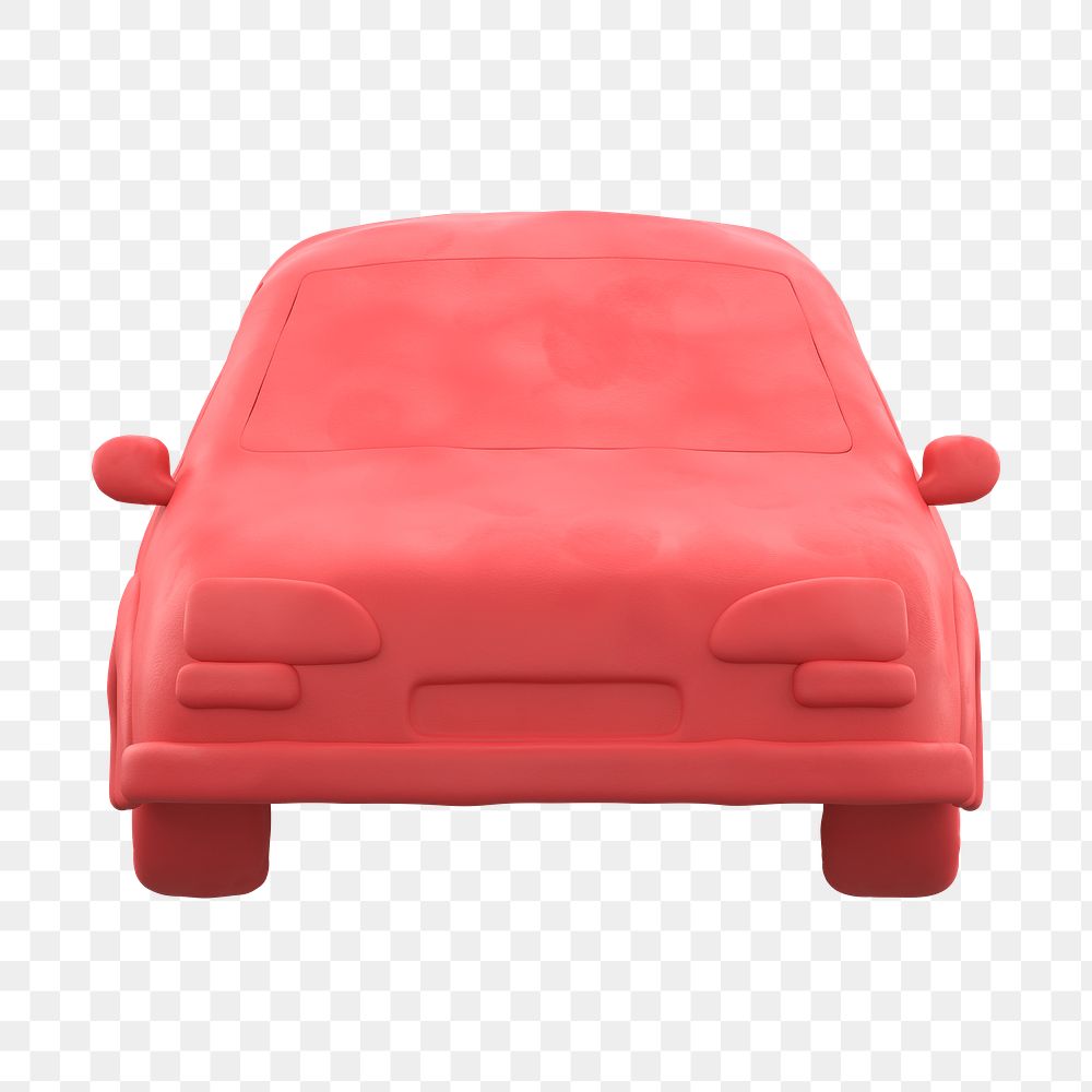 Car icon  png sticker, 3D clay texture design, transparent background