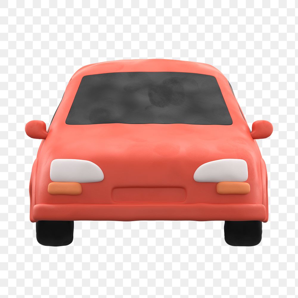 Car icon  png sticker, 3D clay texture design, transparent background