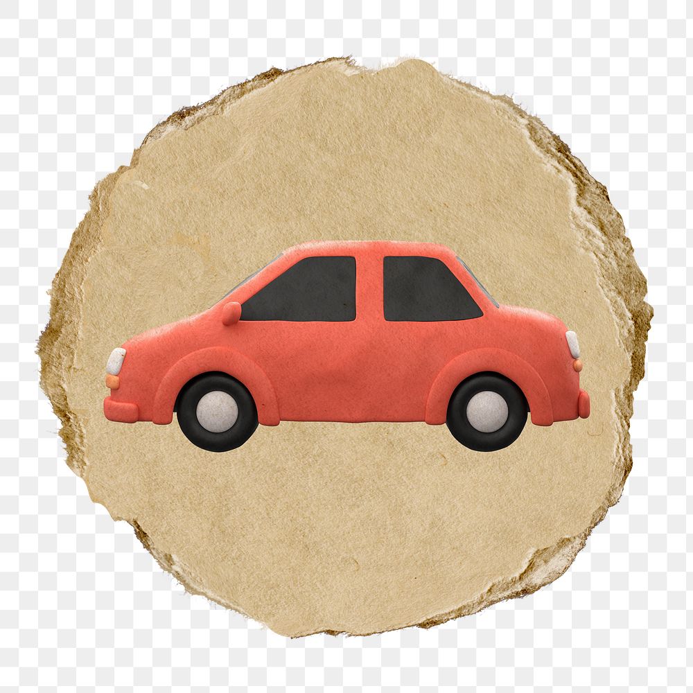 Car, vehicle  png sticker,  3D ripped paper, transparent background