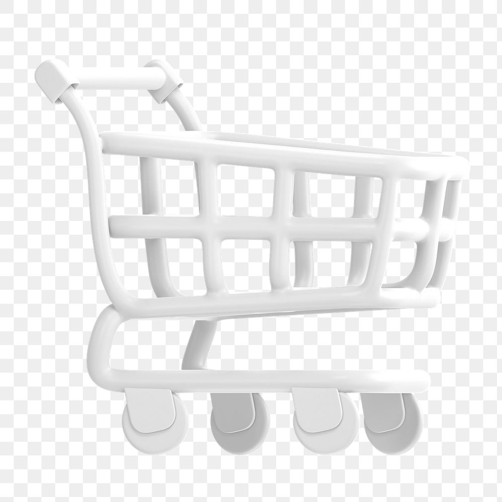 Shopping cart icon  png sticker, 3D minimal illustration, transparent background