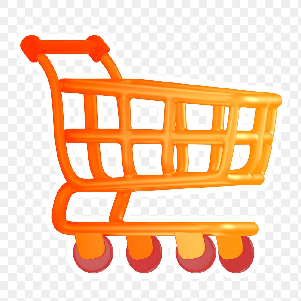 Shopping cart   png sticker, transparent background